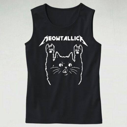 Trendy Tank Top Meowtallica Parody Design