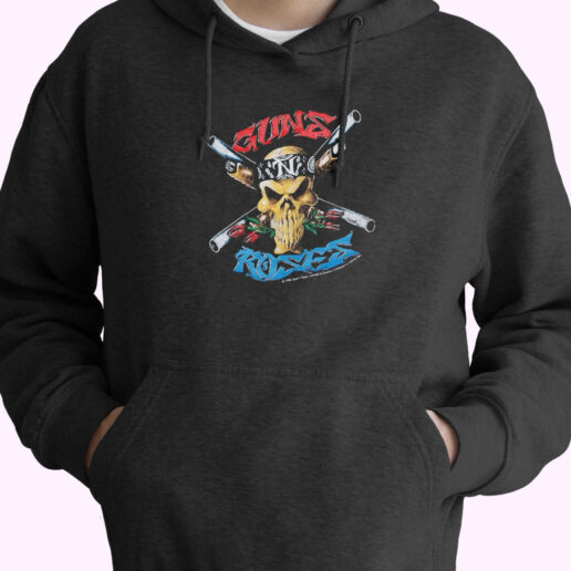 Vintage 1991 Guns N Roses Skulland Crossbones Hoodie Design