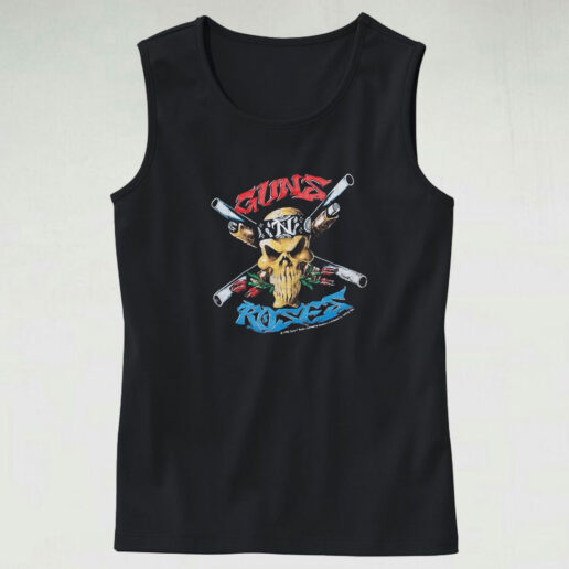 Vintage 1991 Guns N Roses Skulland Crossbones Tank Top Design