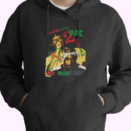 Vintage 2pac Thug Life No More Pain Hoodie Design