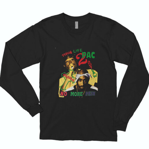 Vintage 2pac Thug Life No More Pain Long Sleeve Shirt Classic Style