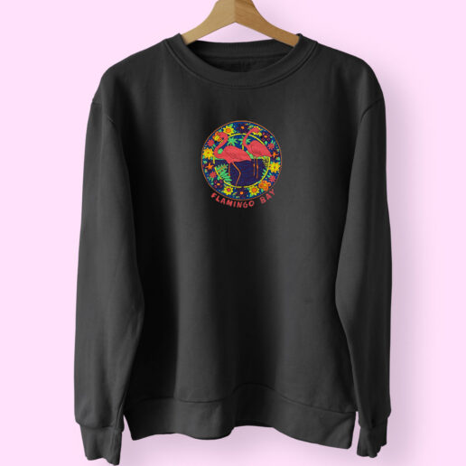 Vintage 90s Flamingo Bay Ocean Floral Sweatshirt Design