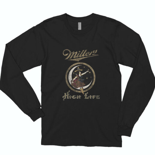 Vintage Miller High Life Lady Logo Long Sleeve Shirt Classic Style