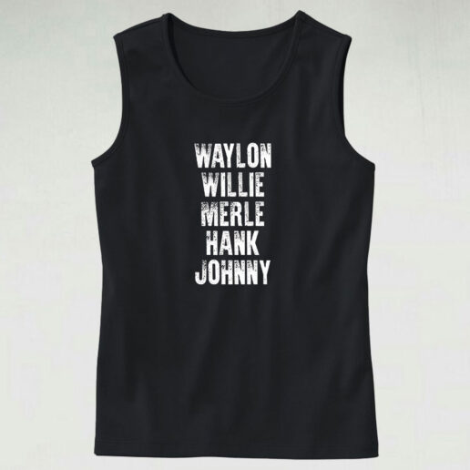 Waylon Jennings Willie Nelson Merle Haggard Johnny Cash Hank Album Tank Top Design