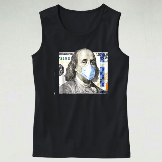 100 Dollar Bill Benjamin Franklin Face Mask President Cash Graphic Tank Top