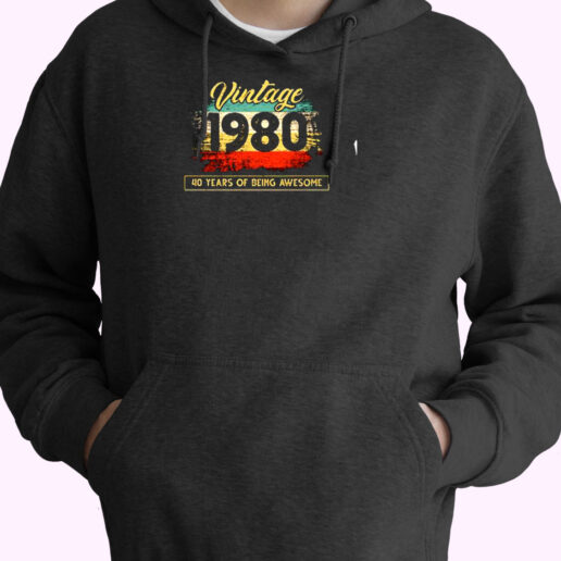 40th Birthday Vintage 1980 40 Years Essential Hoodie