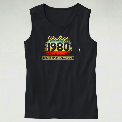 40th Birthday Vintage 1980 40 Years Graphic Tank Top