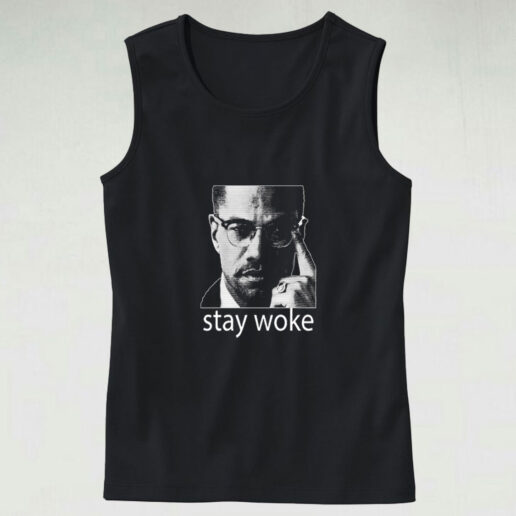 Activist Malcolm Stay Woke Graphic Tank Top