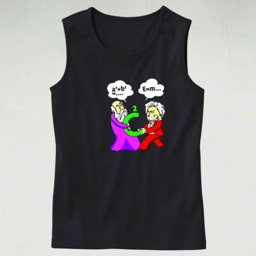 Albert Einstein Pythagoras Fight Funny Physicists Graphic Tank Top