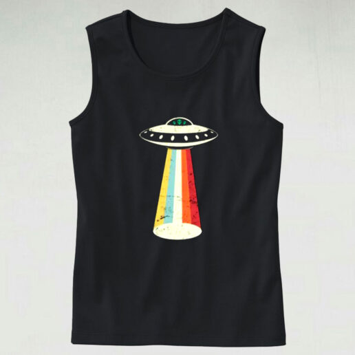 Alien Vintage Ufo Space Ship Graphic Tank Top