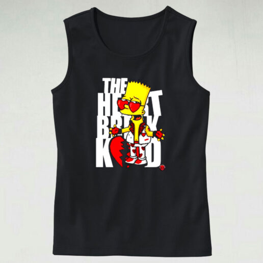 Bart Break Kid Heart Funny Cartoon Graphic Tank Top