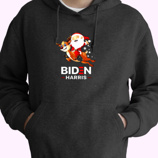 Biden Harris Santa Claus Riding Reindeer Christmas Essential Hoodie