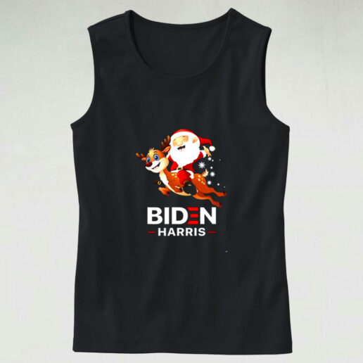 Biden Harris Santa Claus Riding Reindeer Christmas Graphic Tank Top
