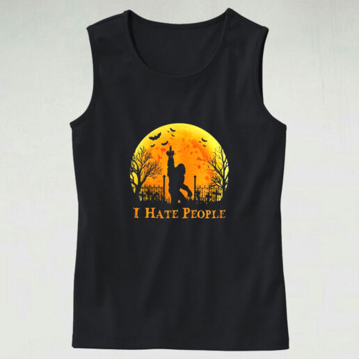Bigfoot Holloween I Hate People Sunset Graphic Tank Top