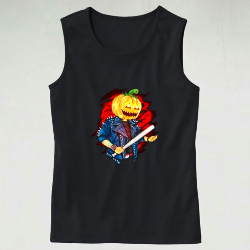 Biker Pumpkin Cool Halloween Graphic Tank Top