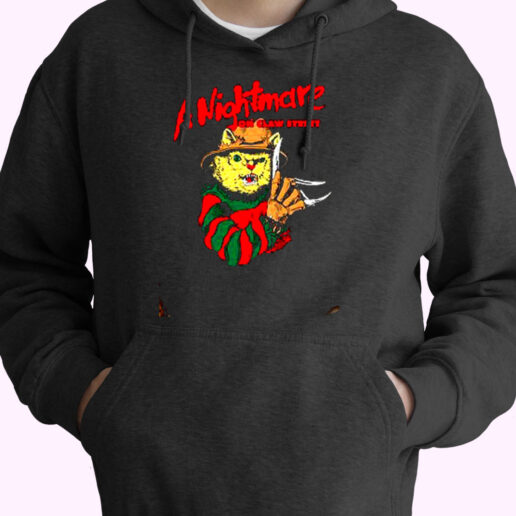 Cat Freddy Krueger A Nightmare On Claw Street Essential Hoodie