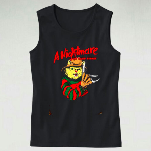 Cat Freddy Krueger A Nightmare On Claw Street Graphic Tank Top