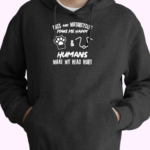 Cats And Motorcycles Make Me Happy Essential Hoodie