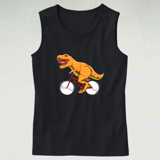 Cycling Dinosaur T Rex Riding Road Bike Mtb Graphic Tank Top