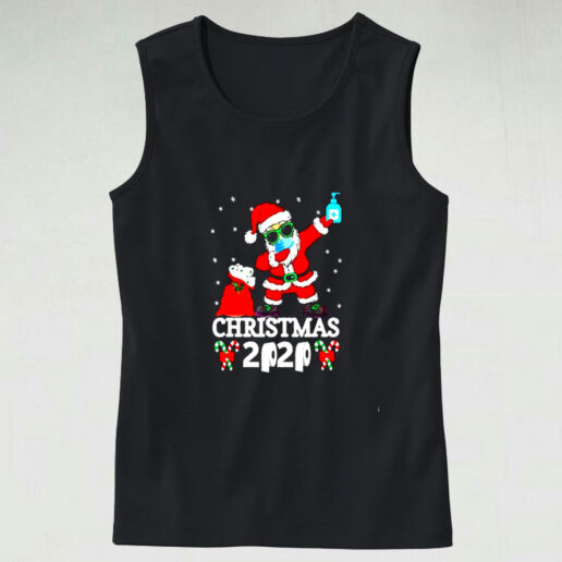 Dabbing Santa With Face Mask Handwashing Graphic Tank Top