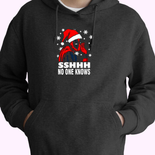 Deadpool Christmas Sshh No One Knows Essential Hoodie