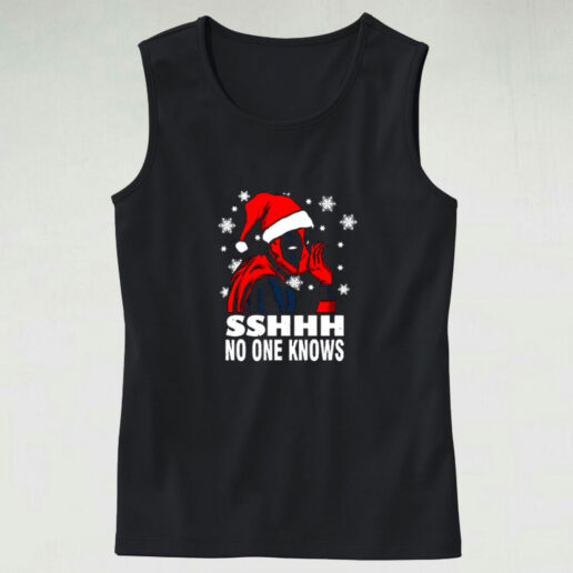 Deadpool Christmas Sshh No One Knows Graphic Tank Top