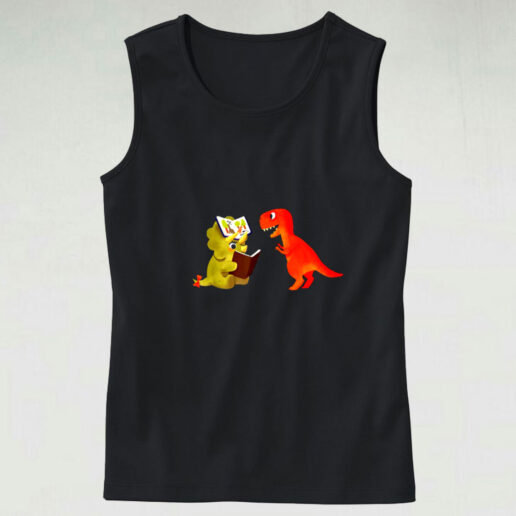 Dinosaur Rhino Reading Graphic Tank Top