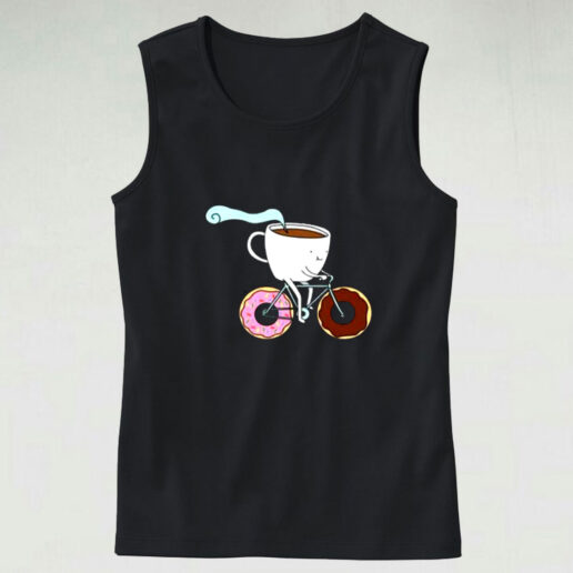 Donuts Coffee Bicycle Graphic Tank Top