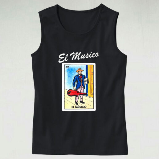 El Musico Loteria Mexican Bingo Graphic Tank Top