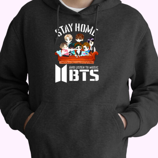 Funny Stay Home And Listen To Music Bts Essential Hoodie