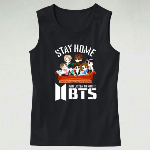 Funny Stay Home And Listen To Music Bts Graphic Tank Top