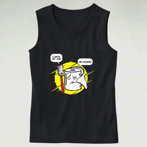 Funny Toothbrush Toilet Paper Humorous Conversation Graphic Tank Top