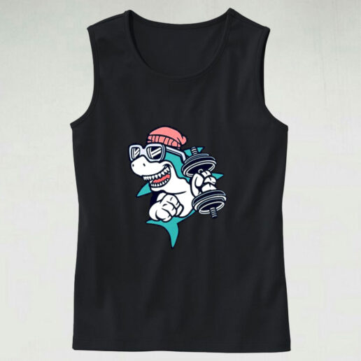 Gym Shark Cartoon Graphic Tank Top