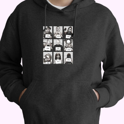 Horror Movies Killers Mugshot Year Of Appearance Essential Hoodie