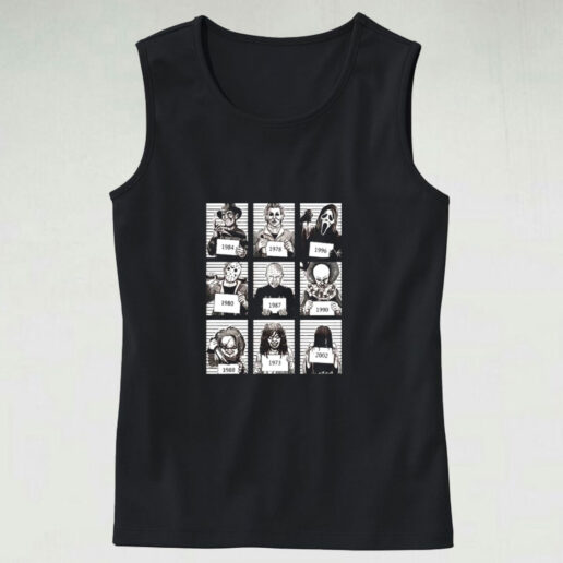 Horror Movies Killers Mugshot Year Of Appearance Graphic Tank Top