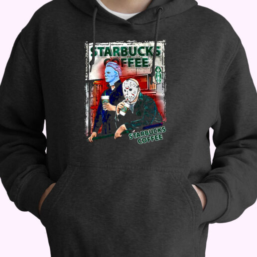 Jason Voorhees And Michael Myers Drink Starbucks Essential Hoodie