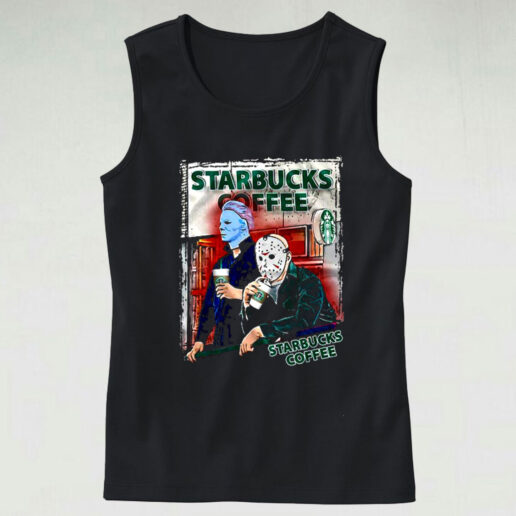 Jason Voorhees And Michael Myers Drink Starbucks Graphic Tank Top
