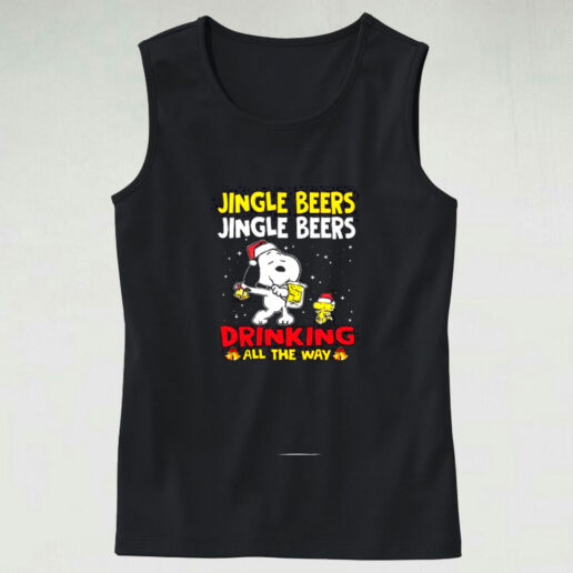 Jingle Beers Jingle Beers Drinking All The Way Snoopy Graphic Tank Top