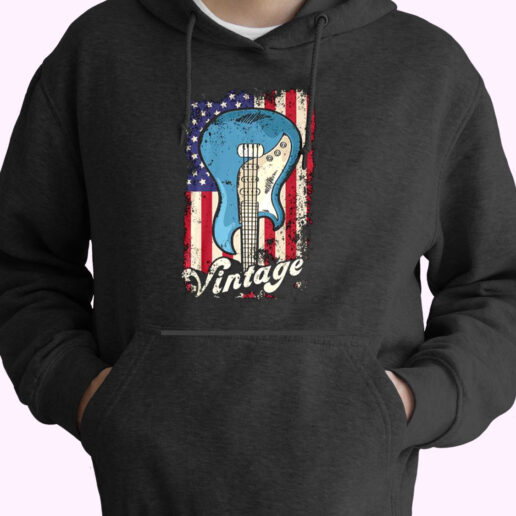 Merican Flag Vintage Guitars Essential Hoodie