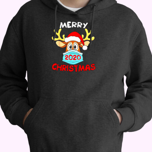 Merry Christmas 2020 Quarantine Reindeer Mask Christmas Essential Hoodie