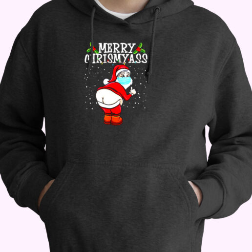 Merry Christmas 2020 Quarantine Santa Face Maskchristmas Essential Hoodie