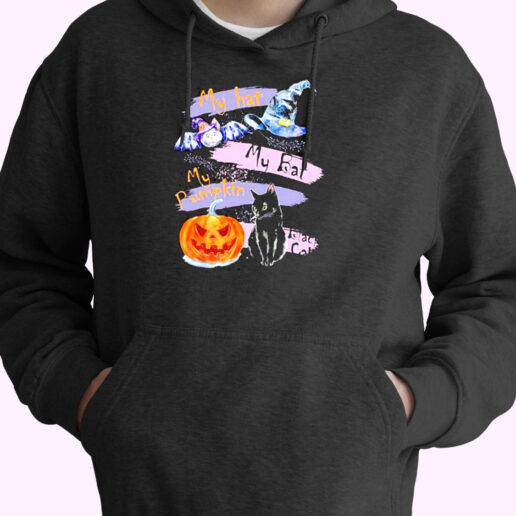 Pumpkin Black Cat Halloween Essential Hoodie