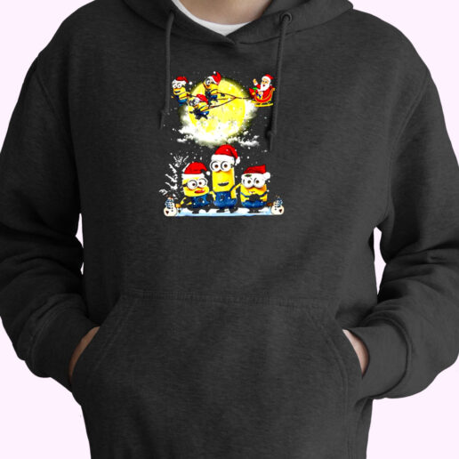 Santa Claus Riding Minions Sleigh Christmas Essential Hoodie