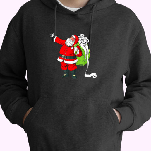 Santa With Face Mask And Toilet Paper Funny Christmas Essential Hoodie