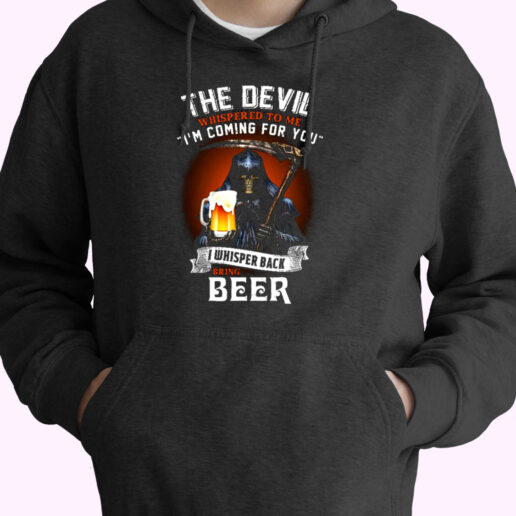 Skull Devil Larger Alcohol Biker Essential Hoodie