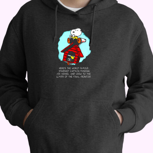 Snoopy Heres The World Famous Starship Captain Pushing His Vessel Essential Hoodie