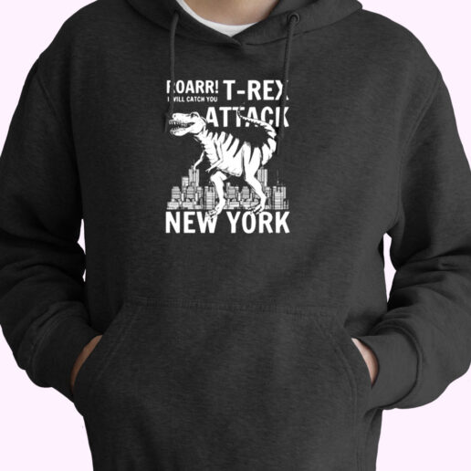 T Rex Attacks New York Essential Hoodie