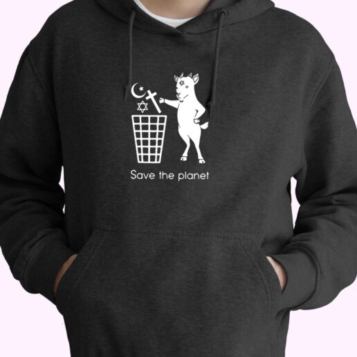 The Satan Goat Save The Planet Essential Hoodie