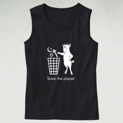 The Satan Goat Save The Planet Graphic Tank Top