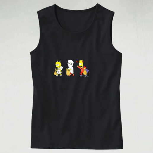 The Simpsons Halloween Lisa Milhouse Bart Simpson Graphic Tank Top